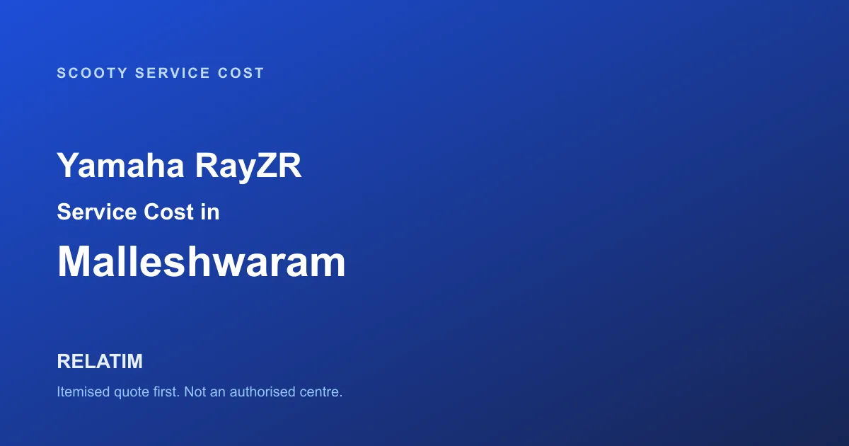 Yamaha RayZR Service Cost in Malleshwaram, Bangalore